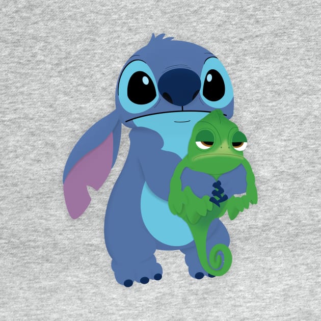 Stitch and Pascal by mattrodz